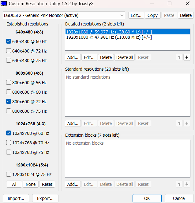 Custom Resolution Utility - Dashboard