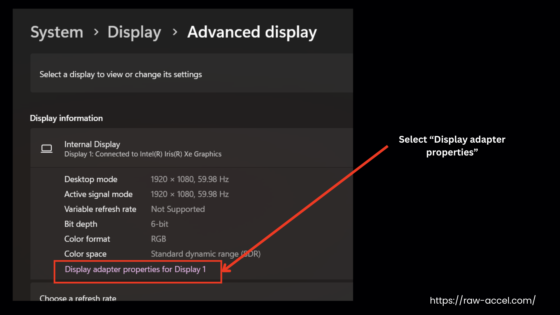 advanced display settings