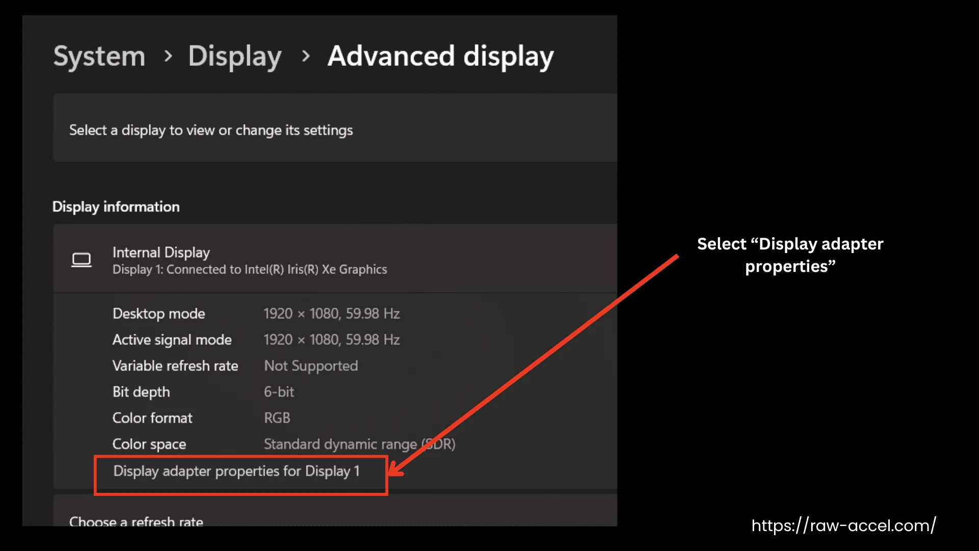 advanced display settings