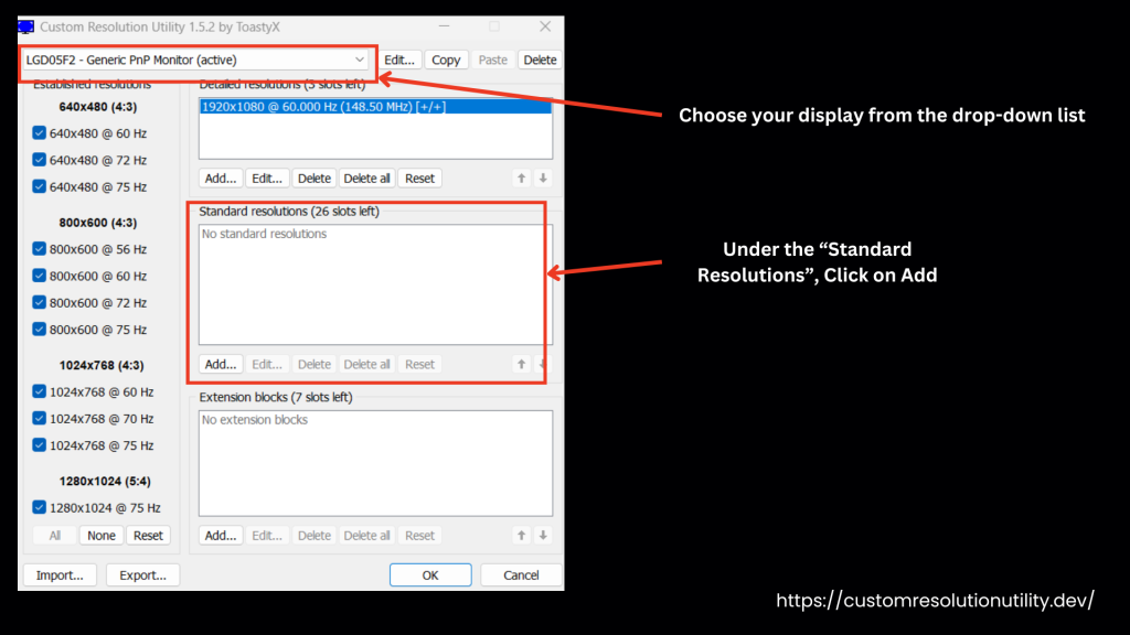 choose your desired display