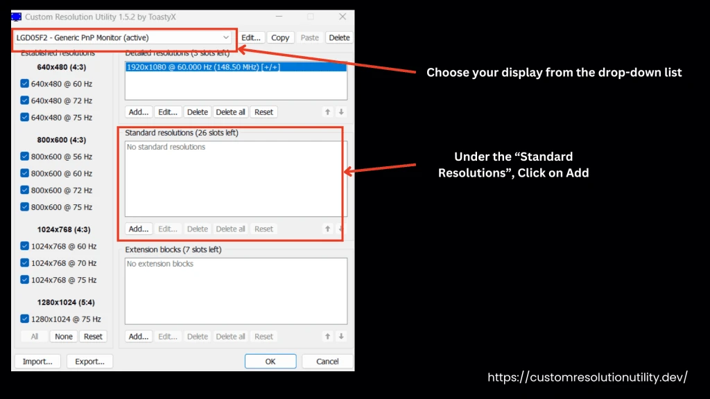 choose your desired display