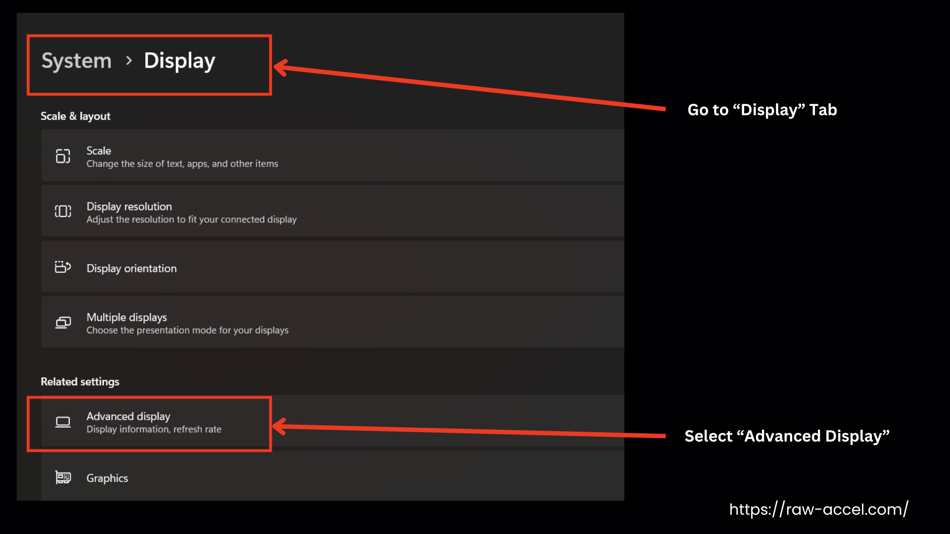 display settings
