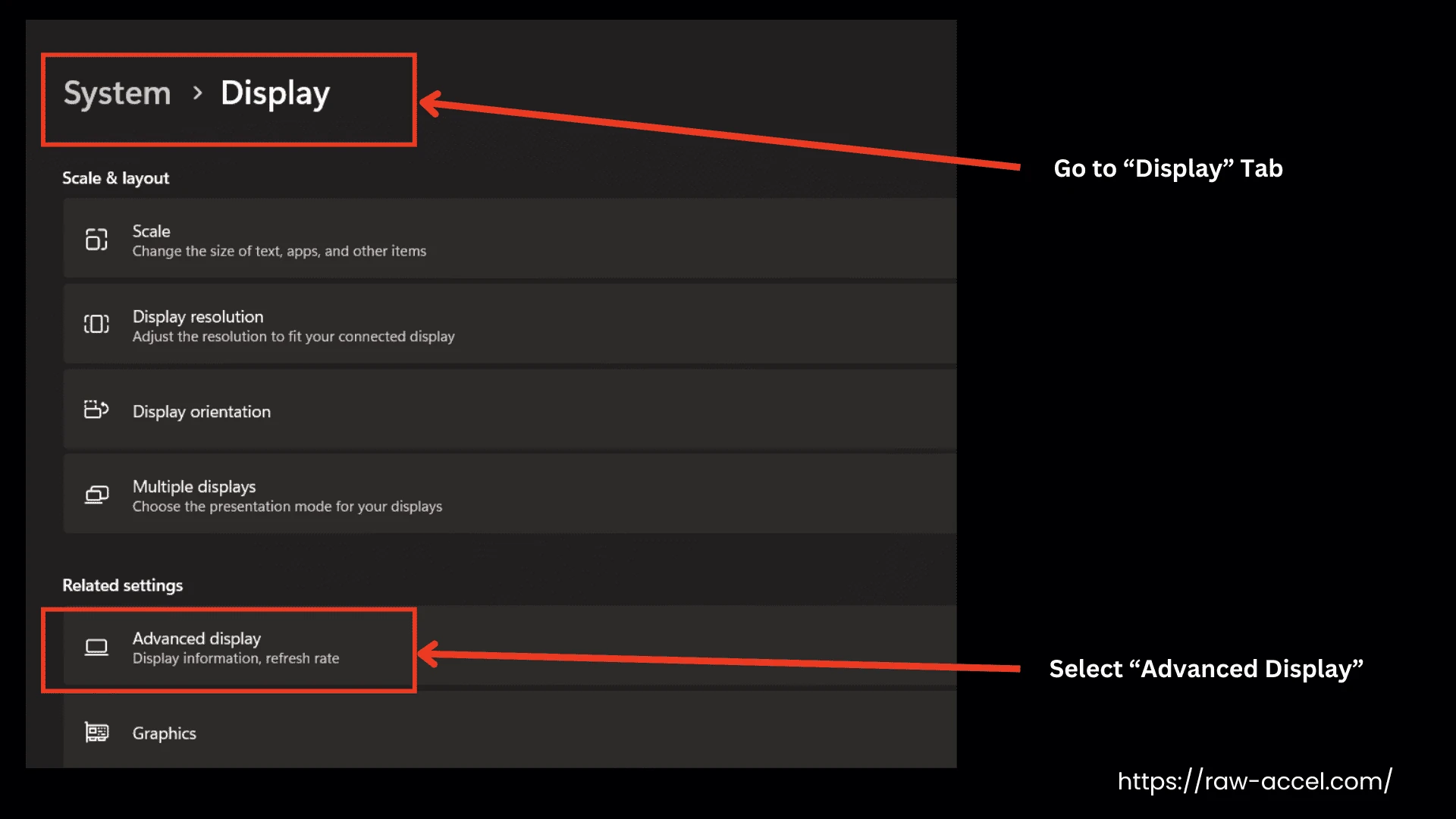 display settings