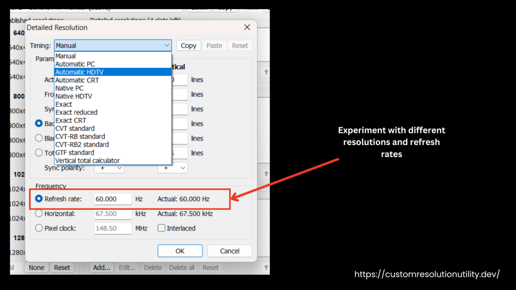 experiment with refresh rates