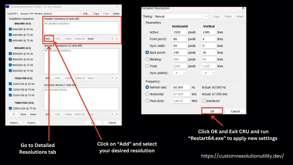select desired resolution in detailed resolution