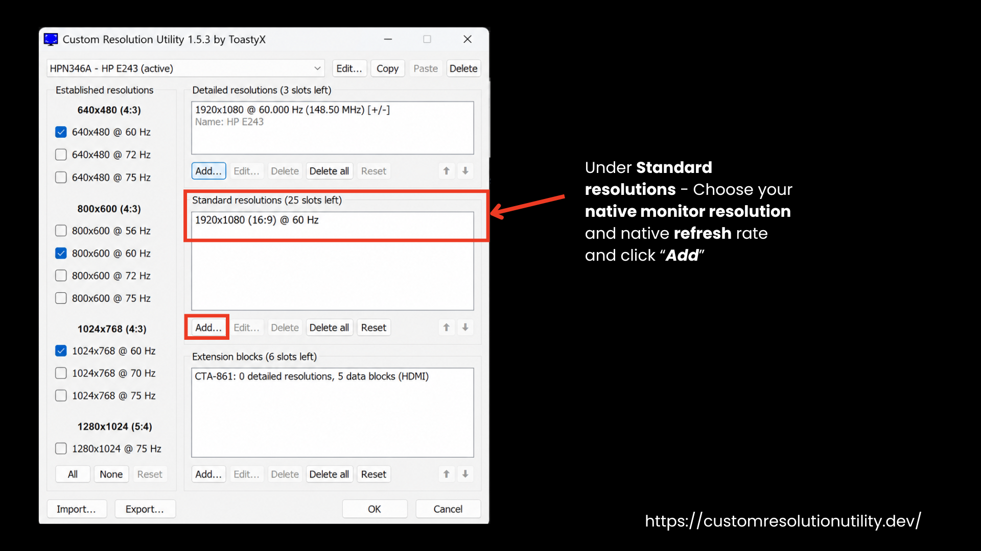 Choose Native Monitor Resolution and Refresh Rate