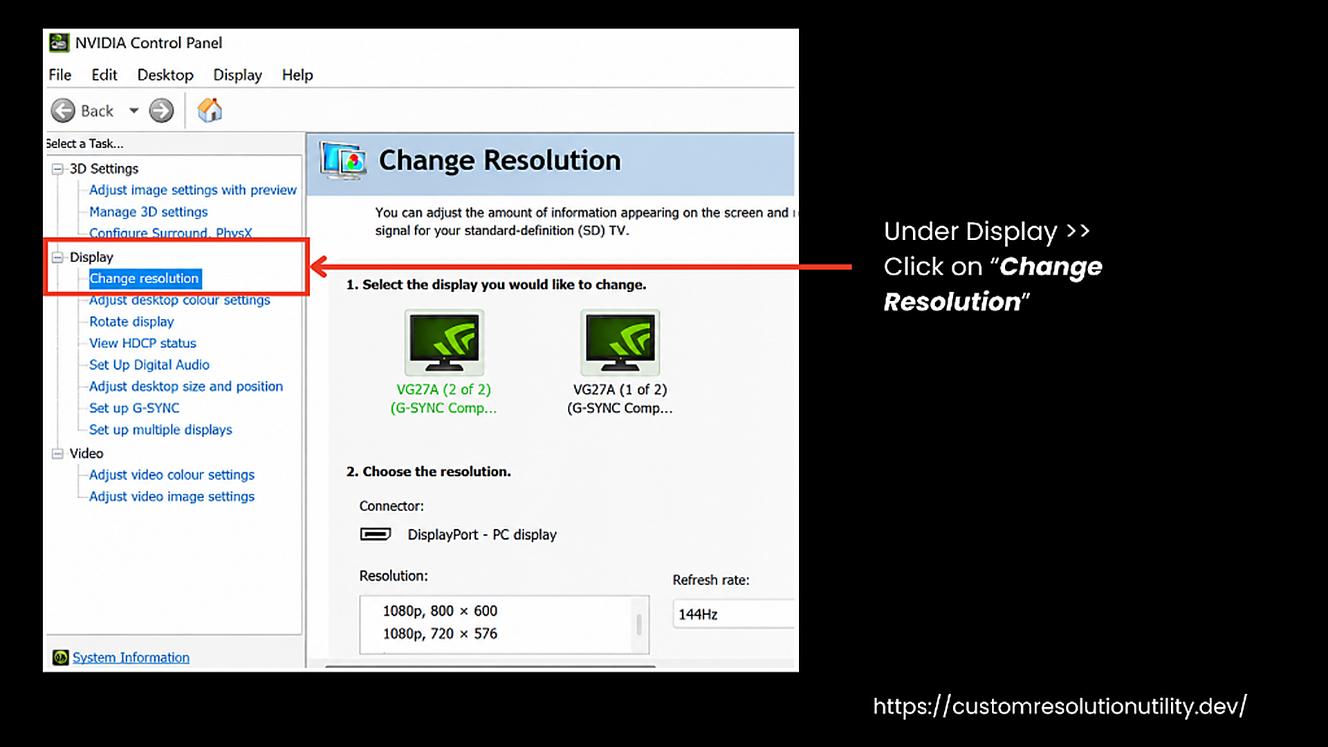 Click on Change Resolution