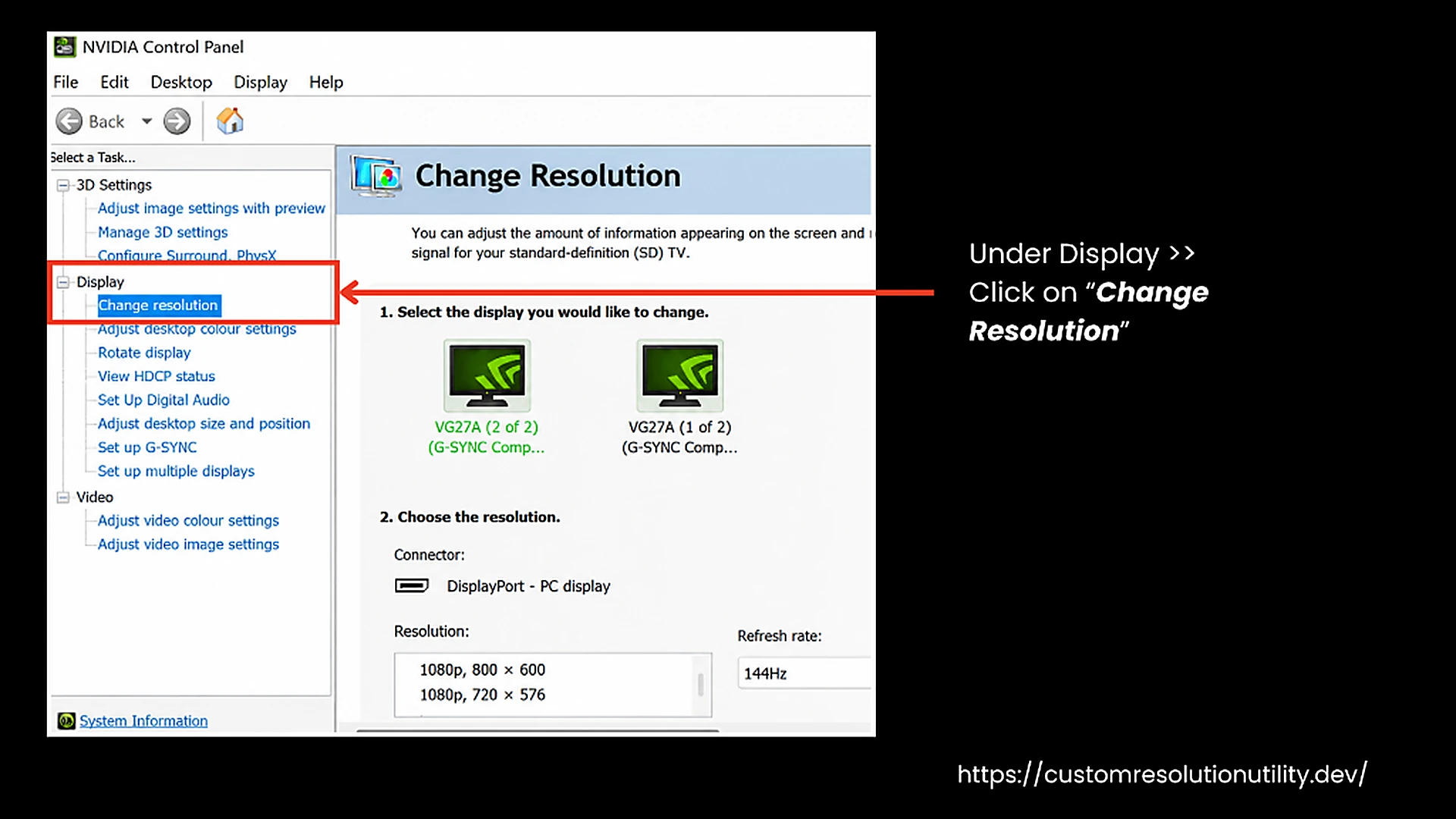 Click on Change Resolution