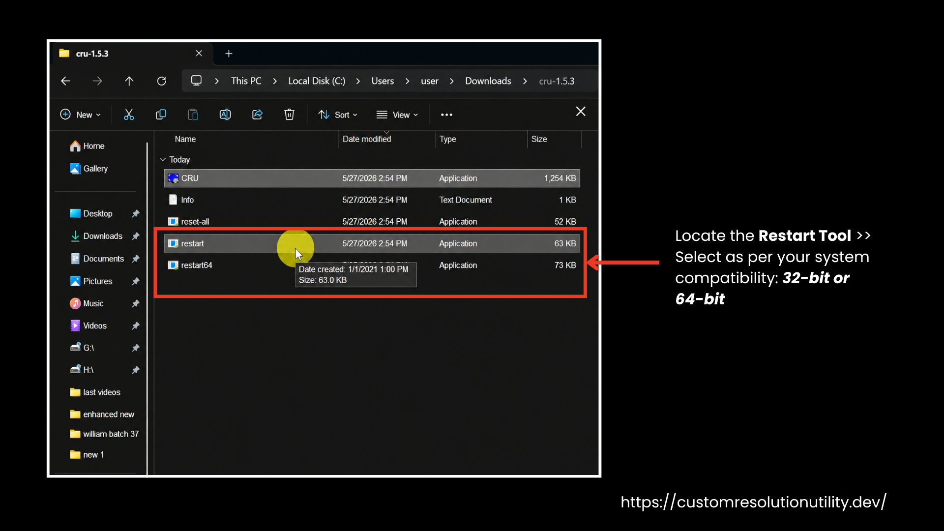 Locate the Restart Tool