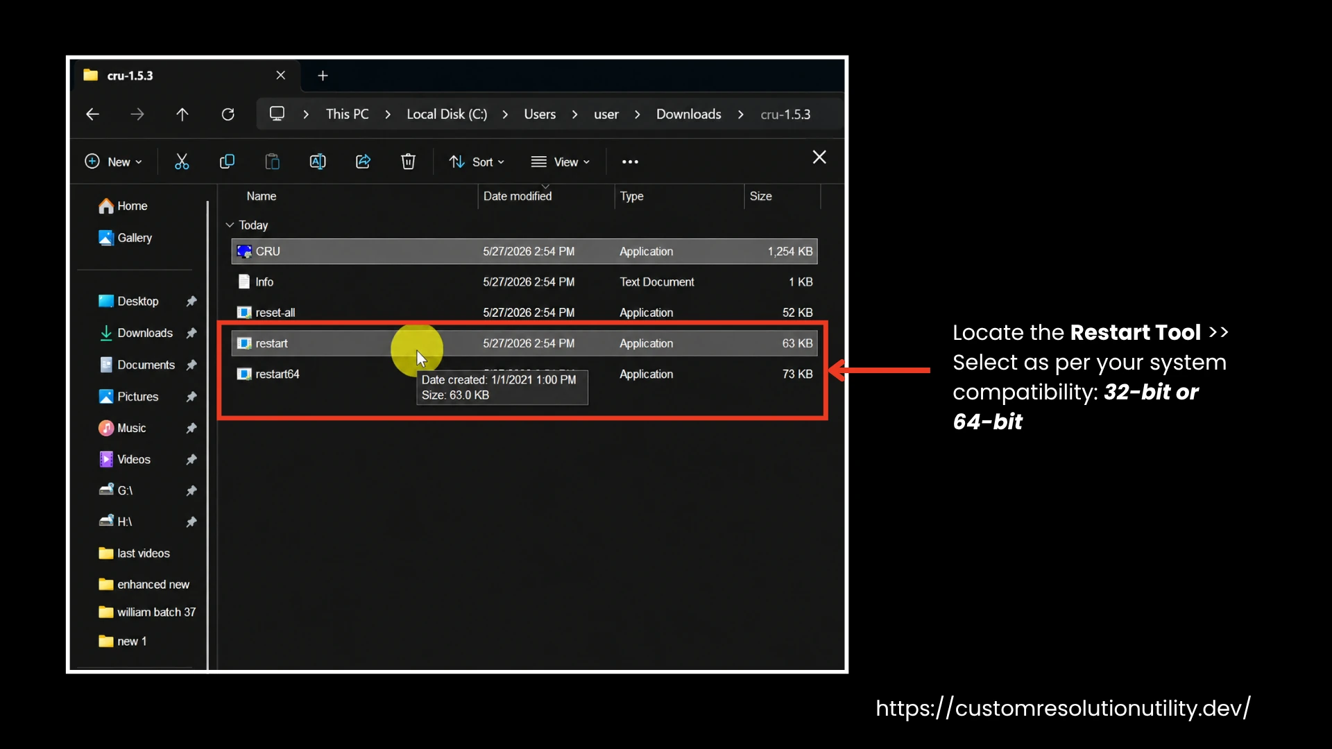 Locate the Restart Tool