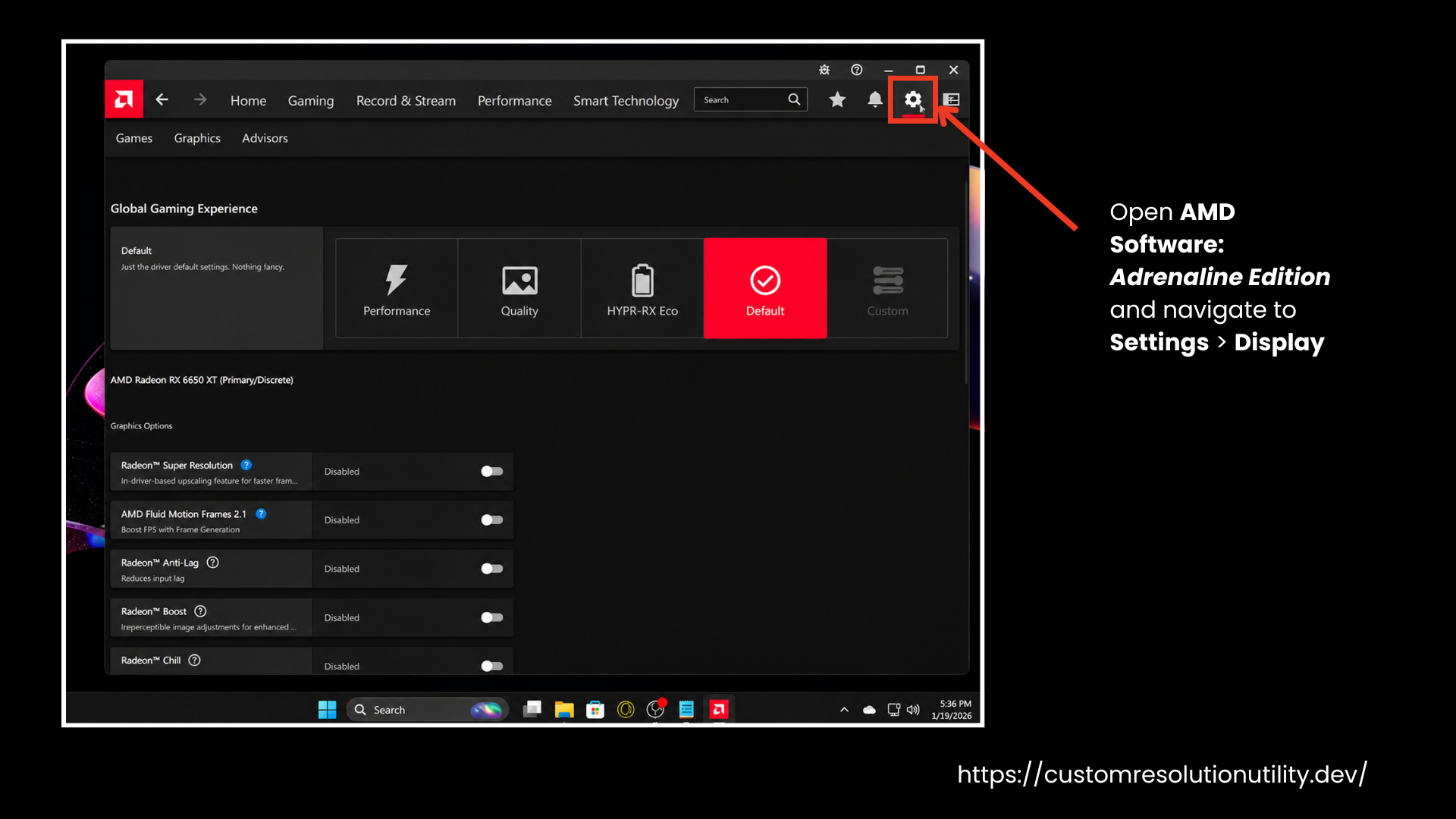 Open AMD Software and Go to Display Settings