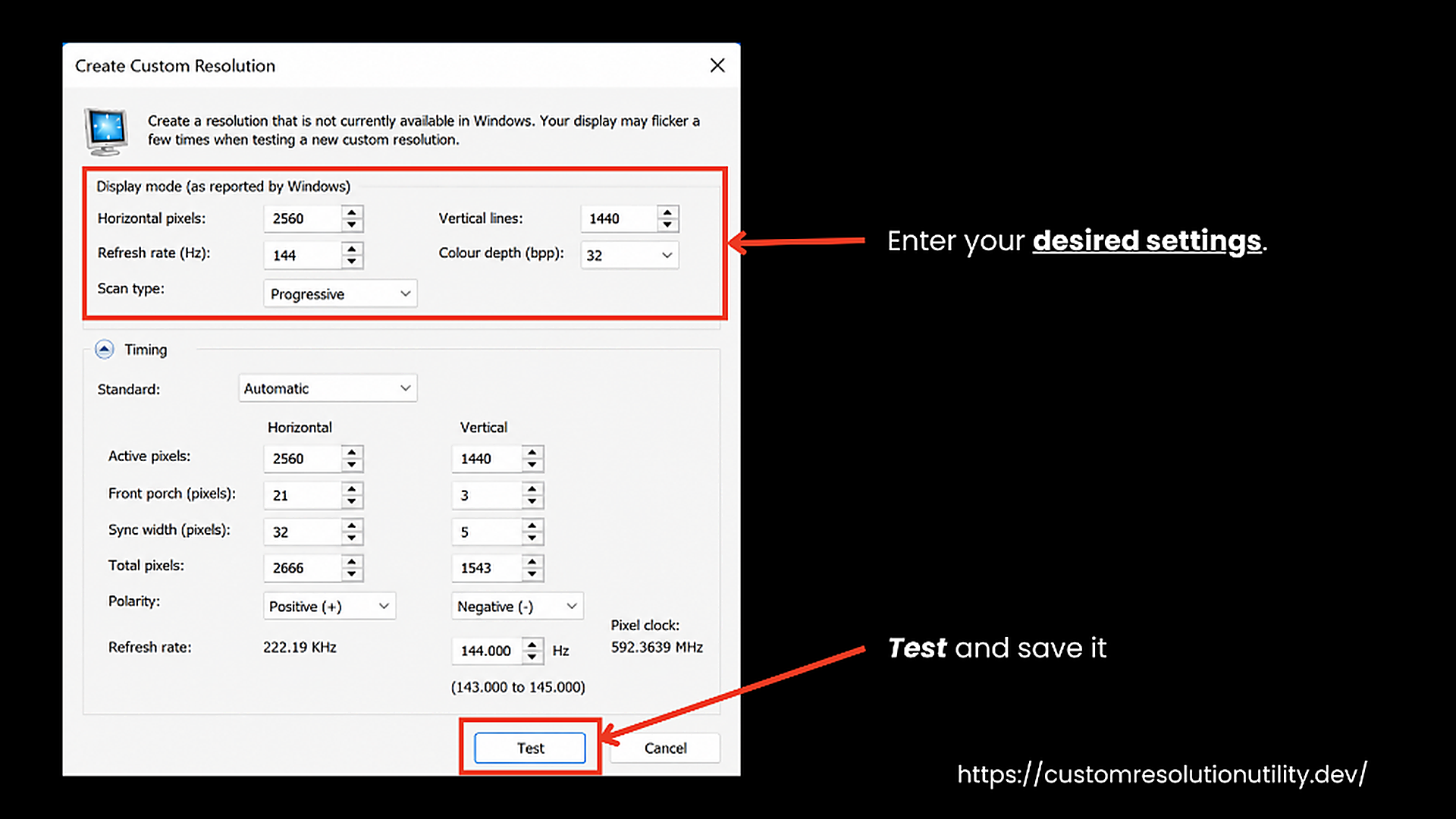 Save Custom Resolution
