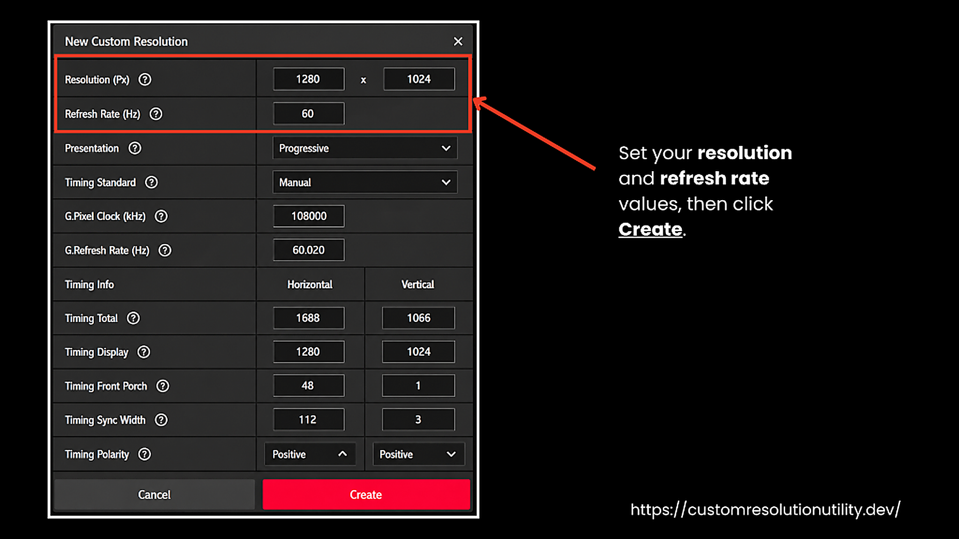 Set Custom Resolution Values