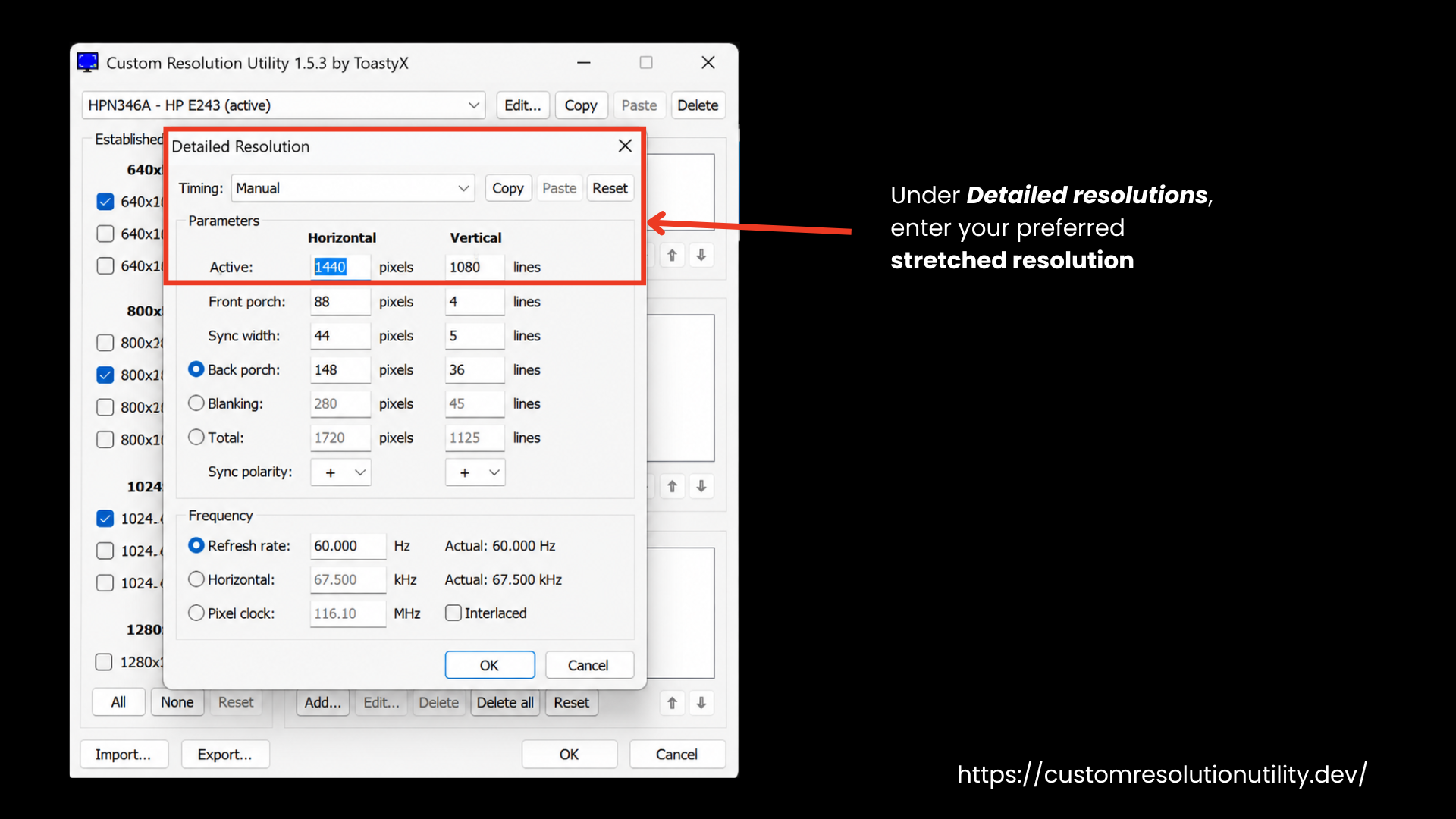 Set Stretched Resolution under Detailed Resolution